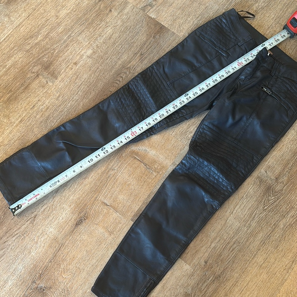 faux leather brown motto pants